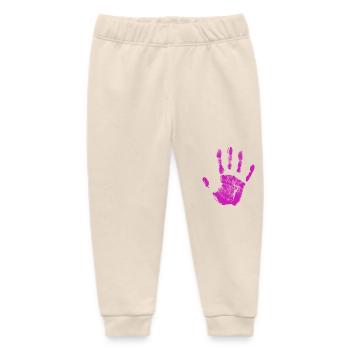 Handprint painted identity fingers and palm - Baby Organic Sweatpants by Stanley/Stella - soft Ecru - Front