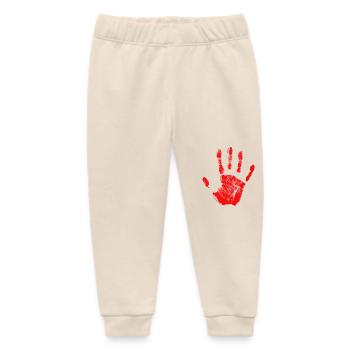 Handprint painted identity fingers and palm - Baby Organic Sweatpants by Stanley/Stella - soft Ecru - Front