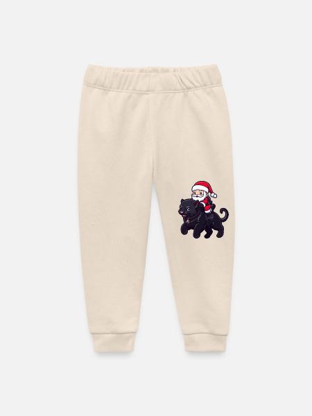 Panther Santa Claus Cartoon - Baby Organic Sweatpants by Stanley/Stella - soft Ecru