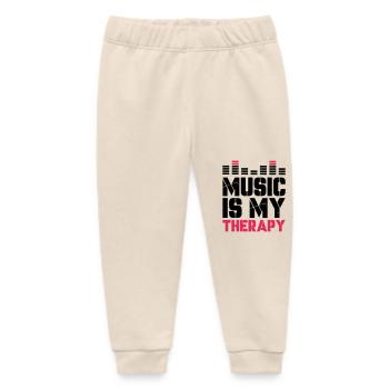 music is my therapy - Baby Organic Sweatpants by Stanley/Stella - soft Ecru - Front