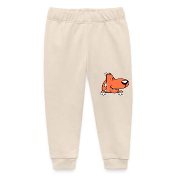Dog Behind Wall Fence Sign Peeps Funny Naughty - Baby Organic Sweatpants by Stanley/Stella - soft Ecru - Front