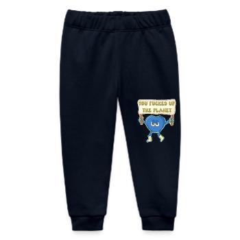 Climat activiste mascotte retro - Pantalon de jogging bébé bio Stanley/Stella - marine - Devant