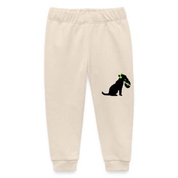 Hund DJ Musik Auflegen Club Disko Schallplatte Fun - Baby Organic Jogginghose Baby Tumbler von Stanley/Stella - Natur - Vorne