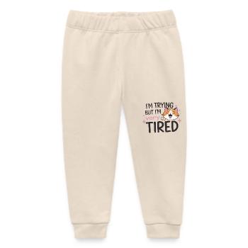 Tired Cat Trying - Baby Organic Sweatpants by Stanley/Stella - soft Ecru - Front