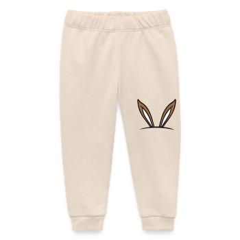 Bunny Bunny Ears Hole Hidden Bag Funny Cute - Baby Organic Sweatpants by Stanley/Stella - soft Ecru - Front