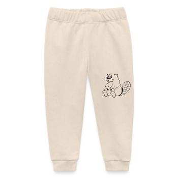 Beaver sweet dear cute baby child wood dam Wass - Baby Organic Sweatpants by Stanley/Stella - soft Ecru - Front