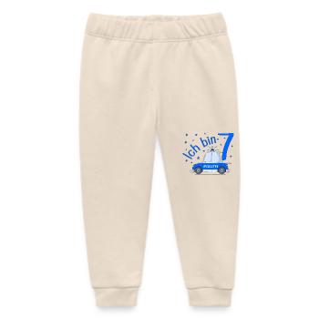 Police Car I' Birthday Blue - Baby Organic Sweatpants by Stanley/Stella - soft Ecru - Front