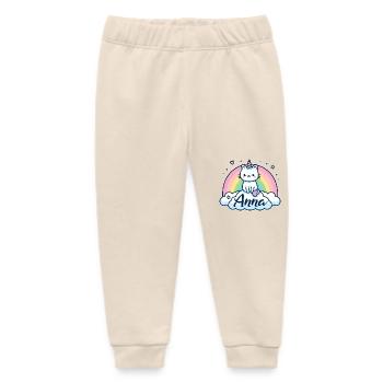 Anna Last name First name Unicorn cat - Baby Organic Sweatpants by Stanley/Stella - soft Ecru - Front