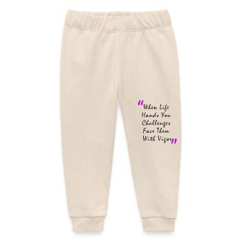 Quand la vie vous met au défi, affrontez-les avec vigueur - Pantalon de jogging bébé bio Stanley/Stella - écru doux - Devant