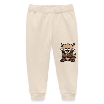 Raccoon Comic - Baby Organic Sweatpants by Stanley/Stella - soft Ecru - Front