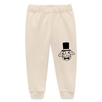 Mr. Bunny Gentleman Top Hat Monocle Glasses - Baby Organic Sweatpants by Stanley/Stella - soft Ecru - Front