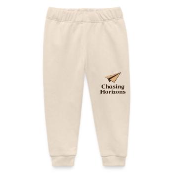 Paper Airplane Saying Quote Chasing Horizons - Baby Organic Sweatpants by Stanley/Stella - soft Ecru - Front
