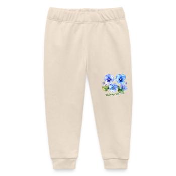 Viola odorata - botanical illustration - Baby Organic Sweatpants by Stanley/Stella - soft Ecru - Front