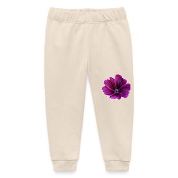 Mallow violet flower - Baby Organic Sweatpants by Stanley/Stella - soft Ecru - Front