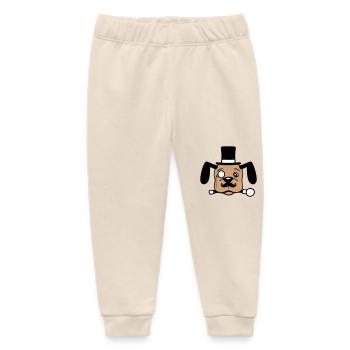 Hund Herr Sir Zylinder Hut Monokel Brille Reich - Baby Organic Jogginghose Baby Tumbler von Stanley/Stella - Natur - Vorne