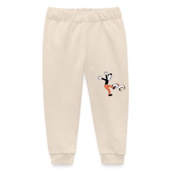 Dog Bites Man Foot Pain Attack - Baby Organic Sweatpants by Stanley/Stella - soft Ecru - Front