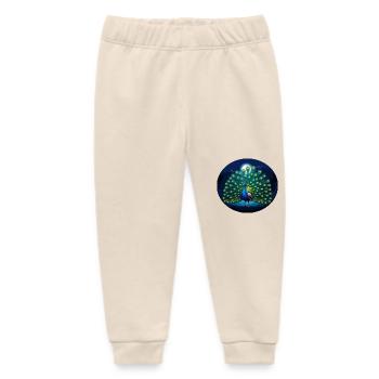 Peacock at full moon - Baby Organic Sweatpants by Stanley/Stella - soft Ecru - Front