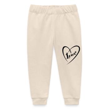 Lena, surname, first name in heart frame - Baby Organic Sweatpants by Stanley/Stella - soft Ecru - Front