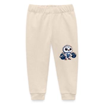 Owl With Dumbbells Workout Snowy Owl Stemming - Baby Organic Sweatpants by Stanley/Stella - soft Ecru - Front