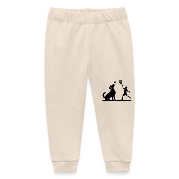 Hund und Herrchen Tennis Freunde Silhouette - Baby Organic Jogginghose Baby Tumbler von Stanley/Stella - Natur - Vorne