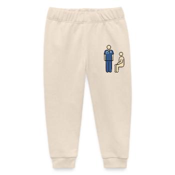 Doctor & Patient | Medical & Nursing Pictogram - Baby Organic Sweatpants by Stanley/Stella - soft Ecru - Front