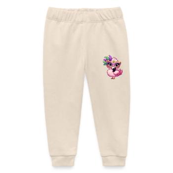 Mardi Gras Comic Flamingo - Baby Organic Sweatpants by Stanley/Stella - soft Ecru - Front