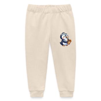 Penguin Saxophonist Jazz Concert - Baby Organic Sweatpants by Stanley/Stella - soft Ecru - Front