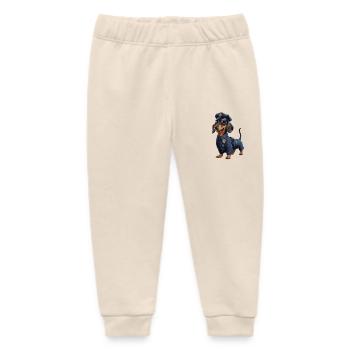 Dachshund In Costumes As A Policeman - Baby Organic Sweatpants by Stanley/Stella - soft Ecru - Front