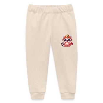 Smiling Raccoon Firefighter Ready for Action - Baby Organic Sweatpants by Stanley/Stella - soft Ecru - Front