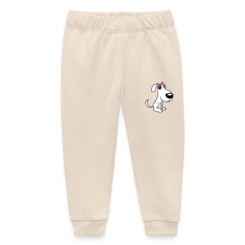 Dog Sitting Little Pretty Lady Bow Female - Baby Organic Sweatpants by Stanley/Stella - soft Ecru - Front