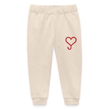 Fishhook Heart | Angler's heart - Baby Organic Sweatpants by Stanley/Stella - soft Ecru - Front