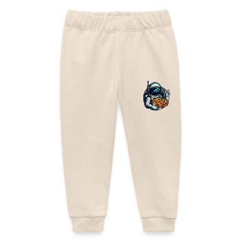 Astronaut with salami pizza space design - Baby Organic Sweatpants by Stanley/Stella - soft Ecru - Front