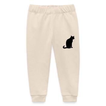 Creepy Black Cat Halloween - Baby Organic Sweatpants by Stanley/Stella - soft Ecru - Front
