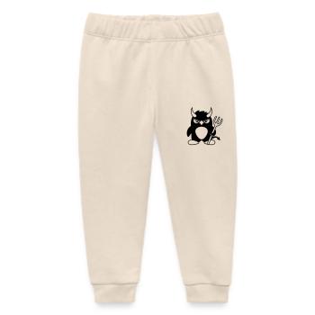 Penguin Devil Horns Trident Hell Evil Satan - Baby Organic Sweatpants by Stanley/Stella - soft Ecru - Front