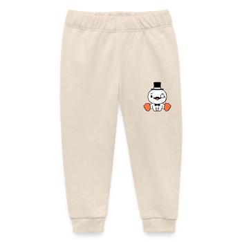 Sir Bird Top Hat Monocle Glasses Rich Mr. - Baby Organic Sweatpants by Stanley/Stella - soft Ecru - Front
