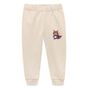 Katze im Superhelden-Umhang - Baby Organic Jogginghose Baby Tumbler von Stanley/Stella - Natur - Vorne