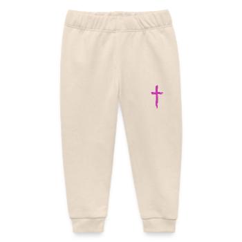 Cross Christianity Religion Purple - Baby Organic Sweatpants by Stanley/Stella - soft Ecru - Front