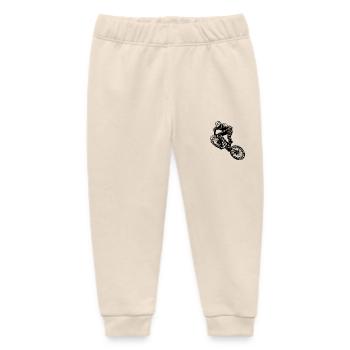 Mountain bikers with a cool downhill bike - Baby Organic Sweatpants by Stanley/Stella - soft Ecru - Front