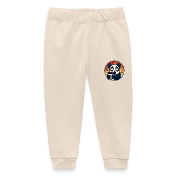 Panda Coffee Caffeine Shock - Baby Organic Sweatpants by Stanley/Stella - soft Ecru - Front