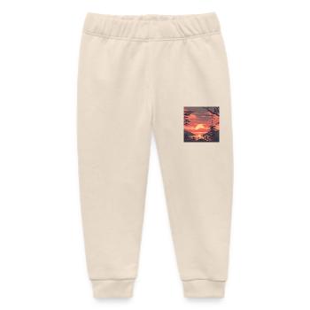 Japanese Sunset – Zen and Serene Landscape - Baby Organic Sweatpants by Stanley/Stella - soft Ecru - Front