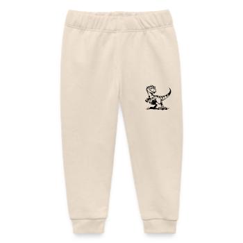 Little Raptor Kids Baby Dino Sketch - Baby Organic Sweatpants by Stanley/Stella - soft Ecru - Front