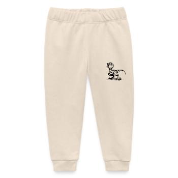 Naughty Raptor Baby Dino Kids Pencil Sketch - Baby Organic Sweatpants by Stanley/Stella - soft Ecru - Front