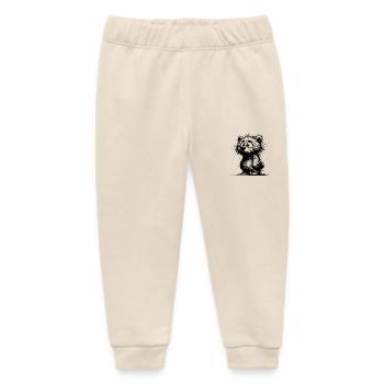 Scrubby Decksparrow Bear Kids Sketch - Baby Organic Sweatpants by Stanley/Stella - soft Ecru - Front