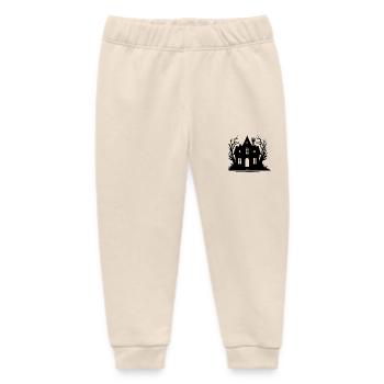 Eerie Halloween haunted house - Baby Organic Sweatpants by Stanley/Stella - soft Ecru - Front