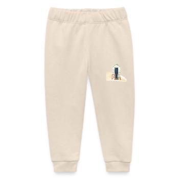 Striped Nautical Beach Hut Design - Baby Organic Sweatpants by Stanley/Stella - soft Ecru - Front