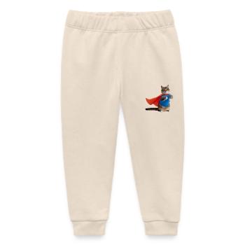 Katze im Superhelden-Umhang - Baby Organic Jogginghose Baby Tumbler von Stanley/Stella - Natur - Vorne