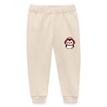 Prêt à rouler : Pingouin pompier de dessin animé - Pantalon de jogging bébé bio Stanley/Stella - écru doux - Devant