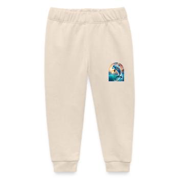 A dolphin coming out of the sea - Baby Organic Sweatpants by Stanley/Stella - soft Ecru - Front
