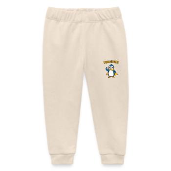 Fröhlicher Pinguin steht mutig mit Schal - Baby Organic Jogginghose Baby Tumbler von Stanley/Stella - Natur - Vorne