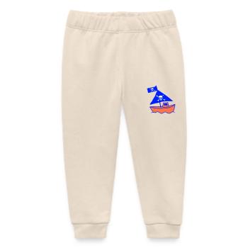 Little Cute Pirate Ship Painted Kids Motif - Baby Organic Sweatpants by Stanley/Stella - soft Ecru - Front